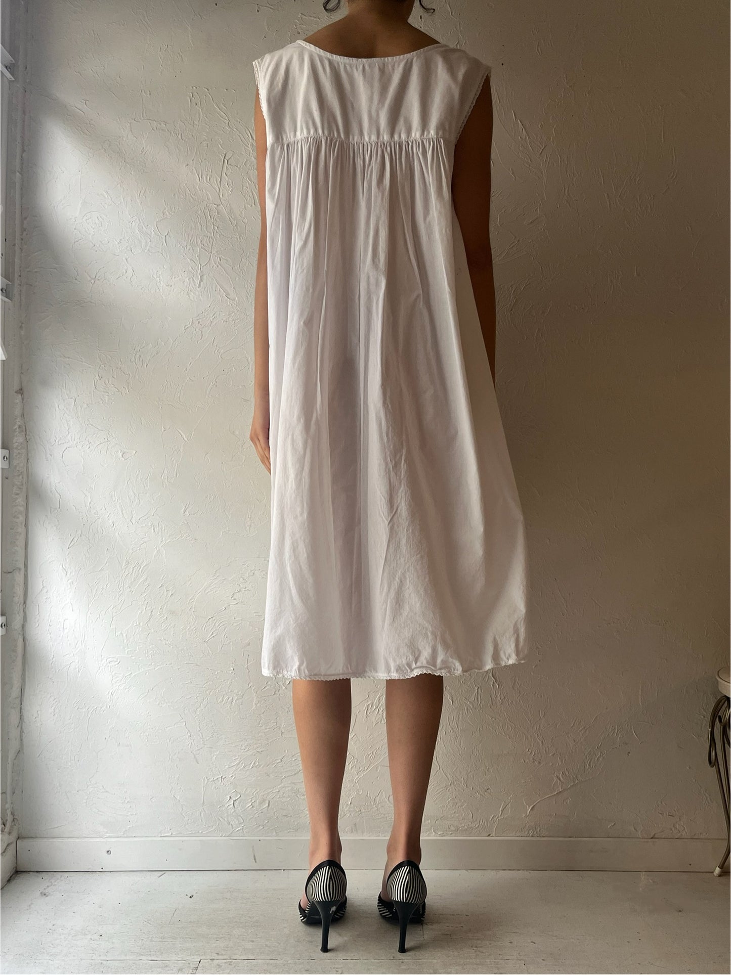 90s 'Above Average' White Cotton Dress / XL