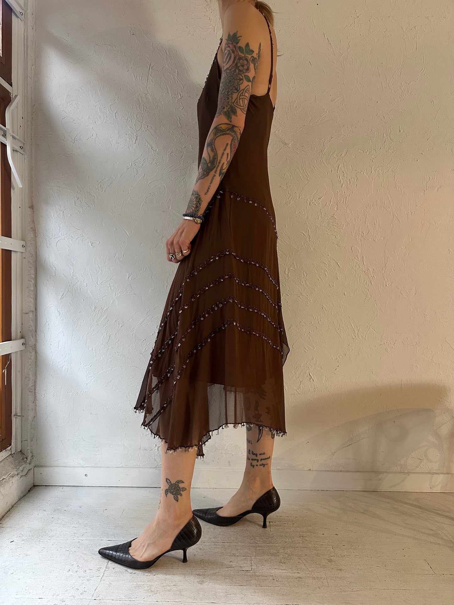 Y2K ‘Mixit’ Brown Silk Dress / Medium