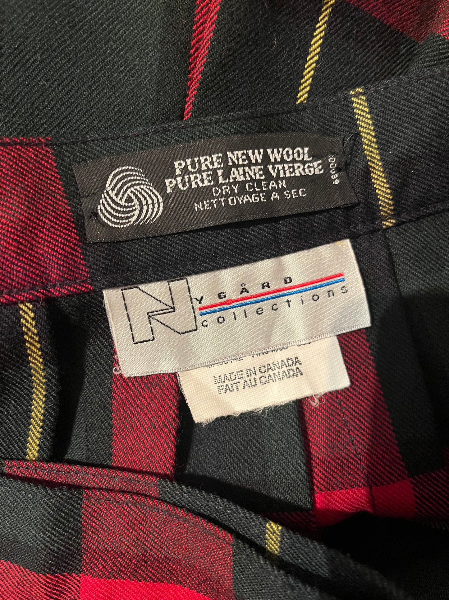 90s 'Nygard' Plaid Wool Midi Skirt / Medium