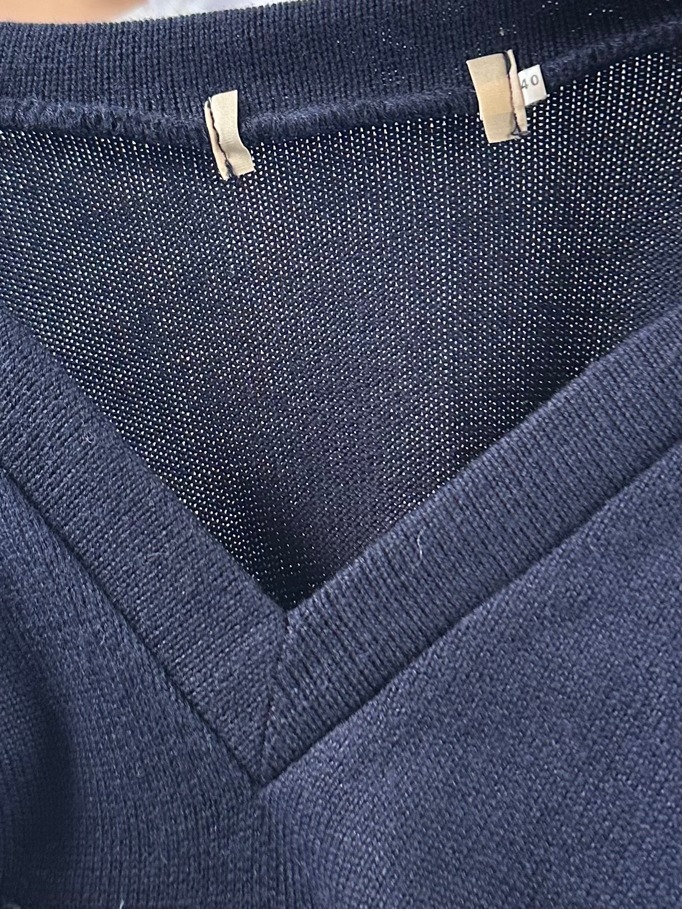 80s ‘BC’ V Neck Varsity Navy Blue Sweater / Medium