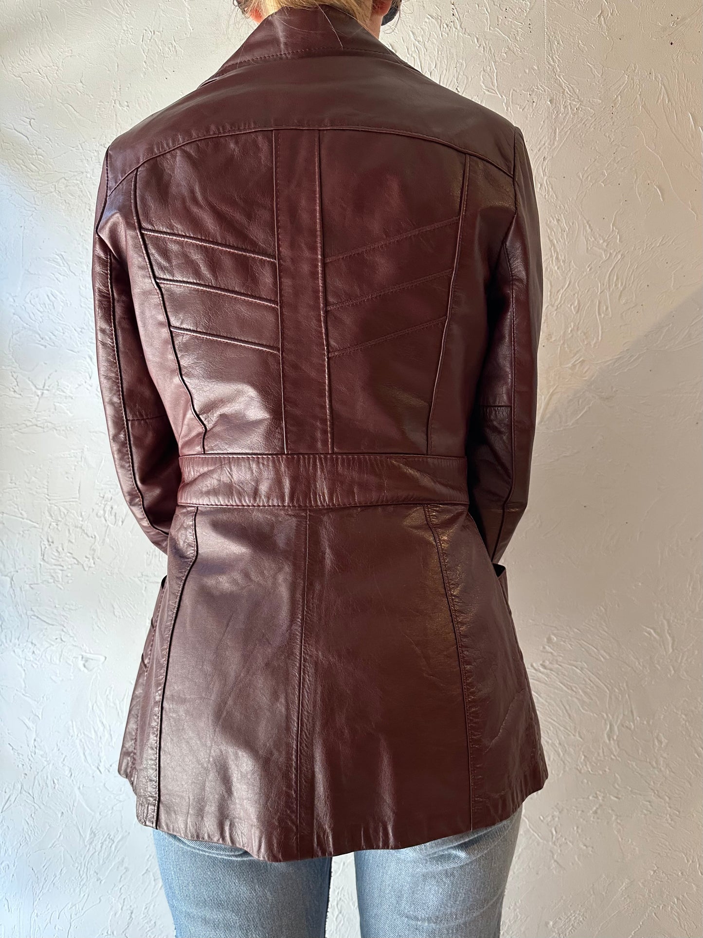 70s ‘Sears’ Burgundy Leather Jacket / Small