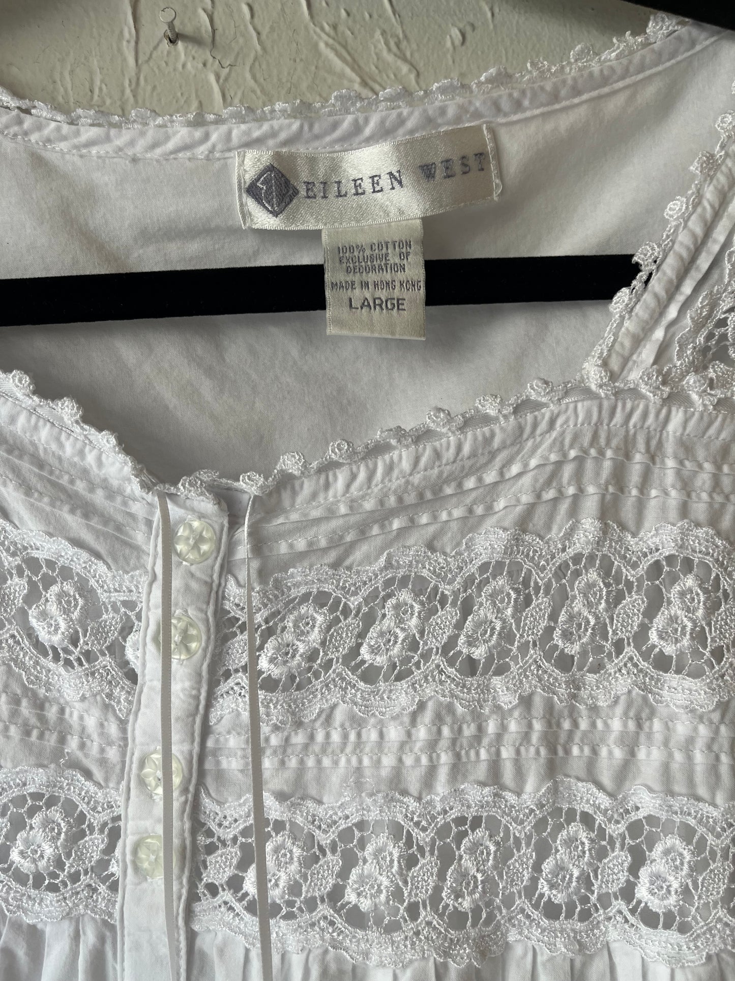 Y2k 'Eileen West' White Romanic Nighty Dress / Vintage 2000s Cotton Summer Cottagecore Summer / LargeDress
