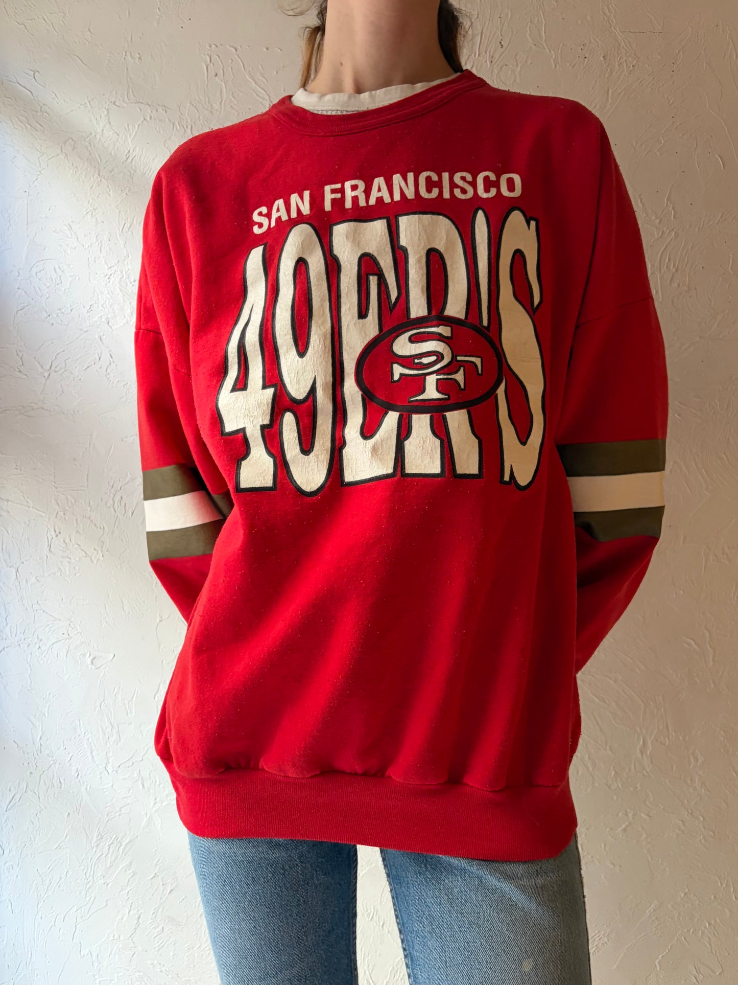 90s '49ER’S’ NFL' Red Crew Neck Sweatshirt / XL