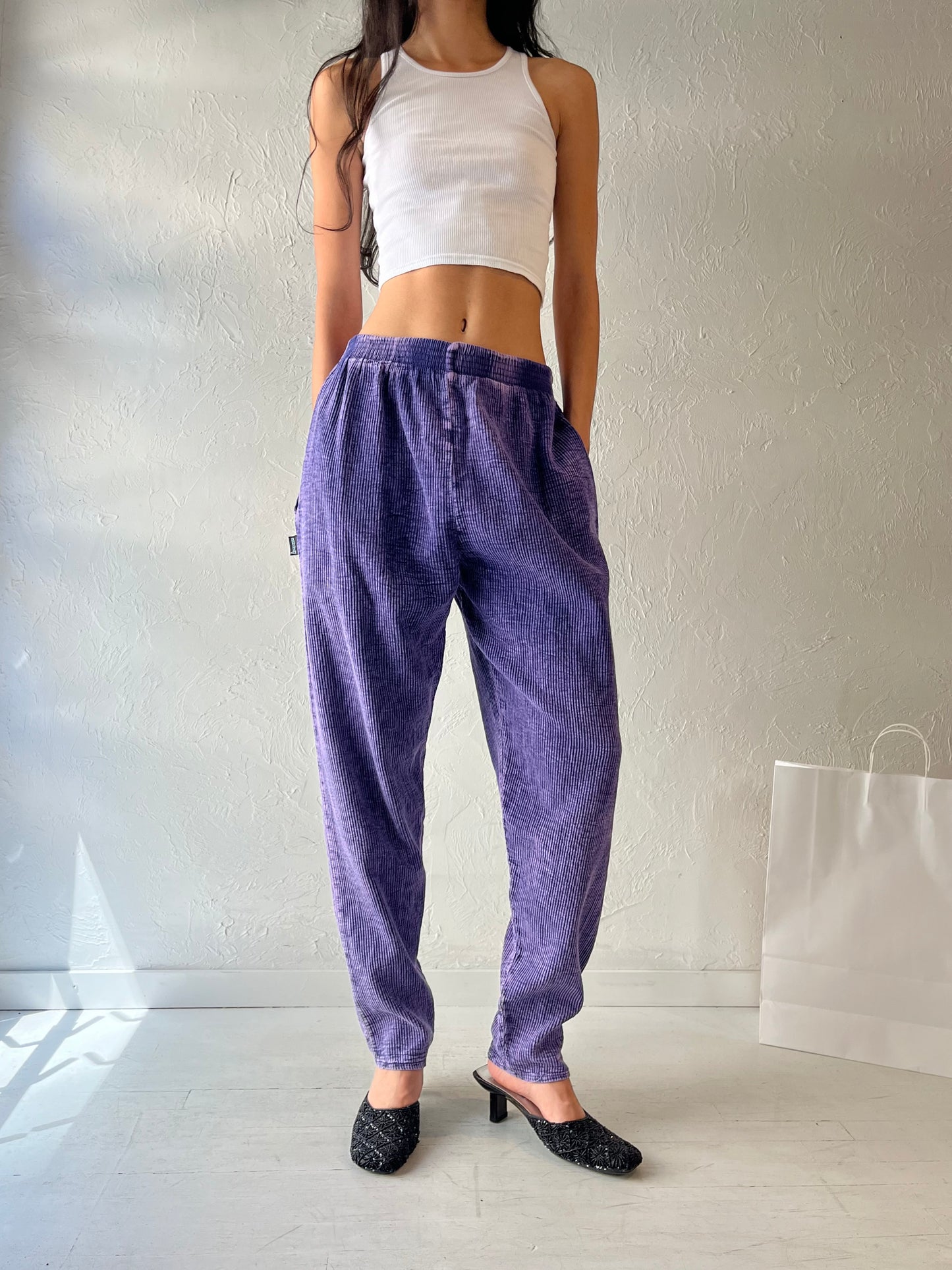 90s 'Ezze Wear' Purple Cotton Pants / Medium