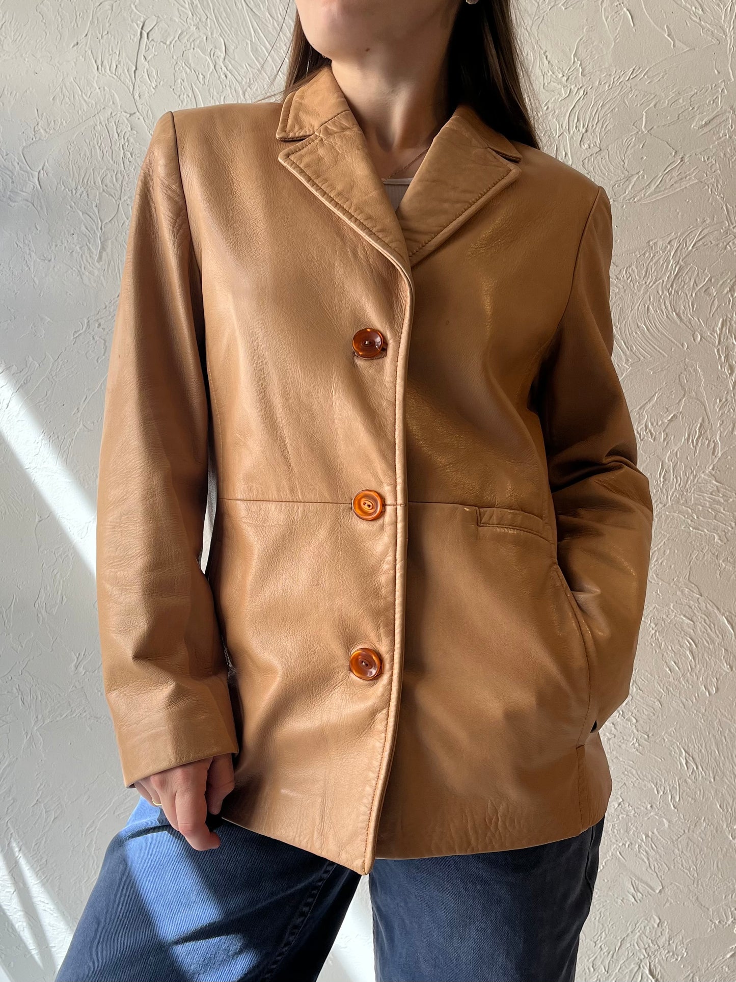 90s 'Danier' Brown Leather Jacket / Medium