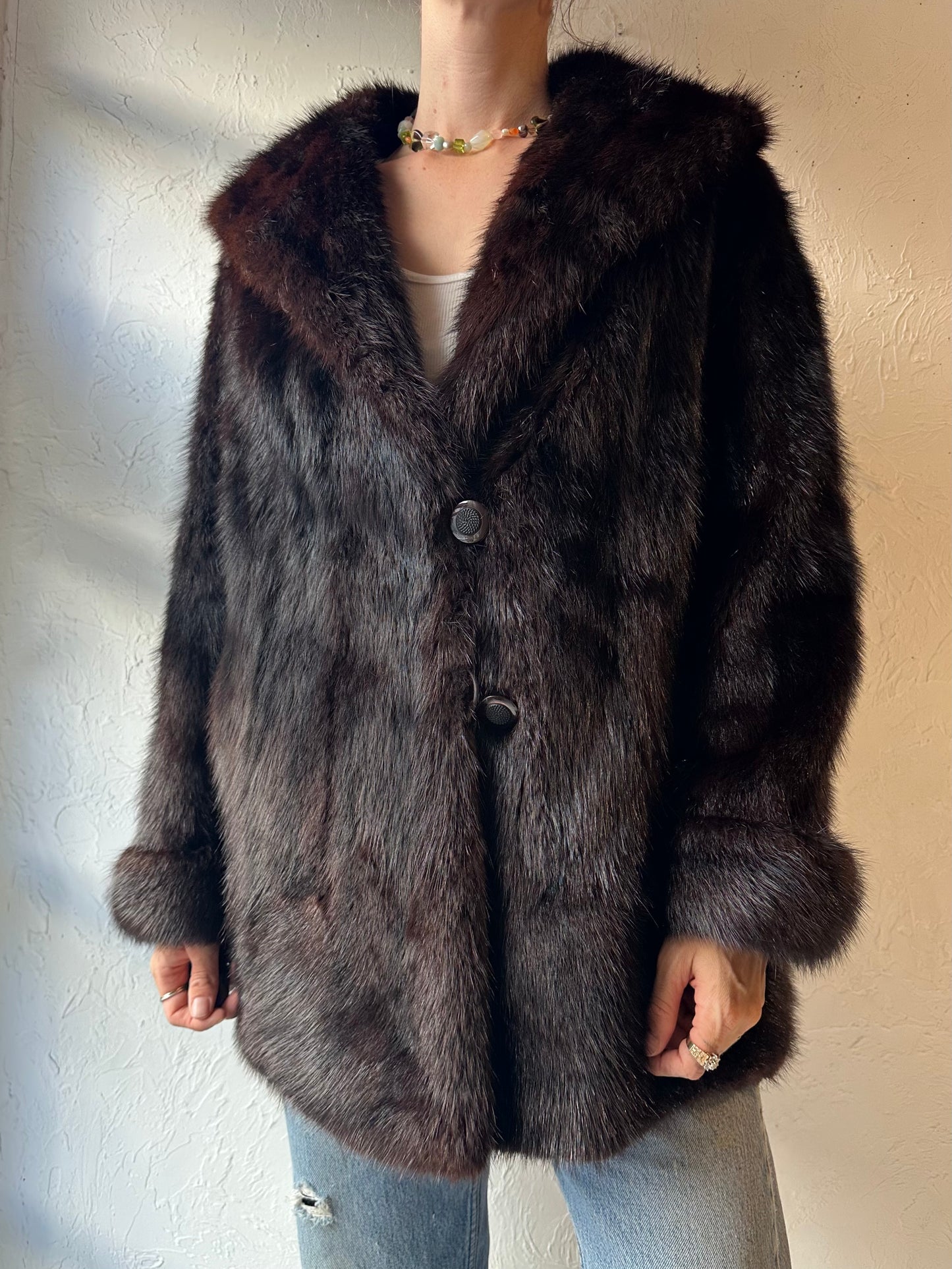 70s 'American Fur' Brown Authentic Fur Jacket / Medium
