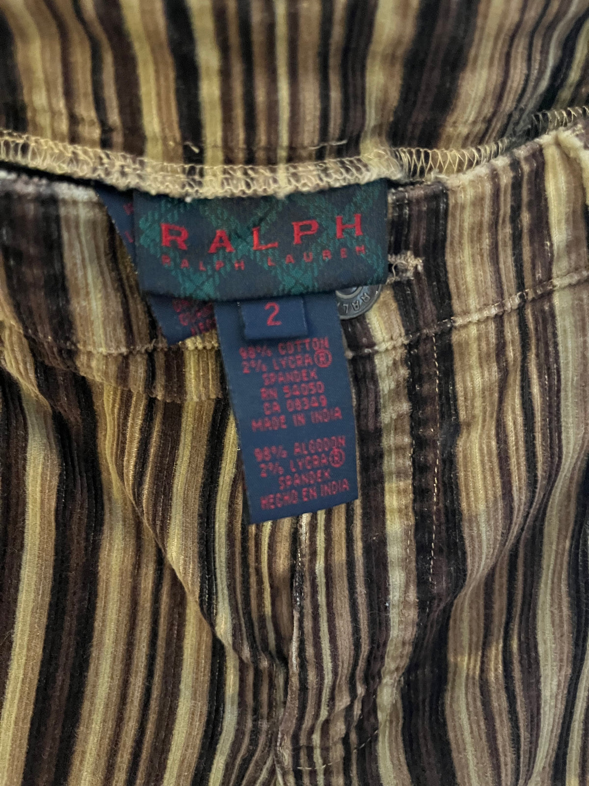 Y2k 'Ralph Lauren' Striped Corduroy Boot Cut Pants / Small