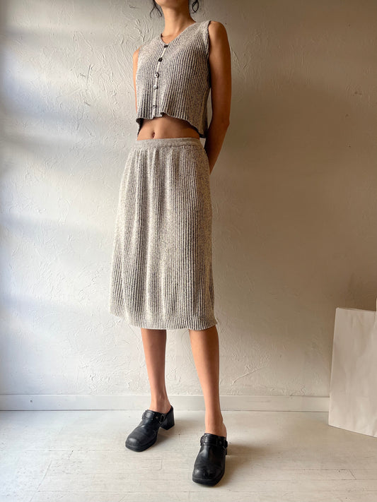 Vintage Ribbed Knit Skirt Set / Small