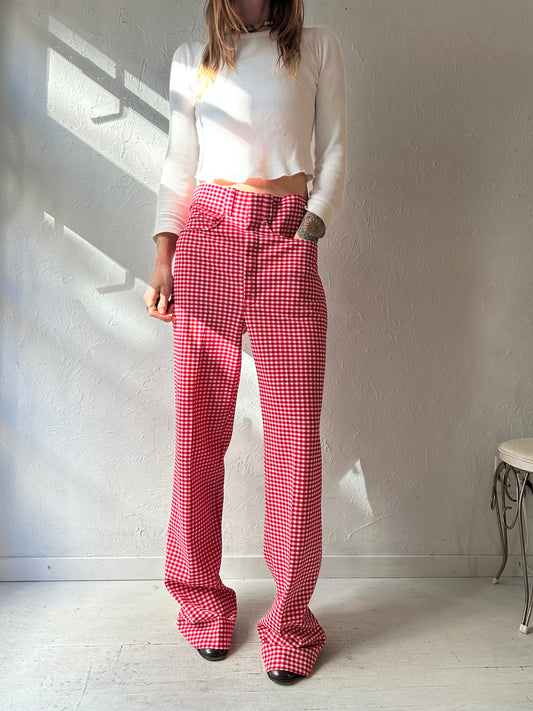 70s ' Medalist' Red Gingham Trousers / 34