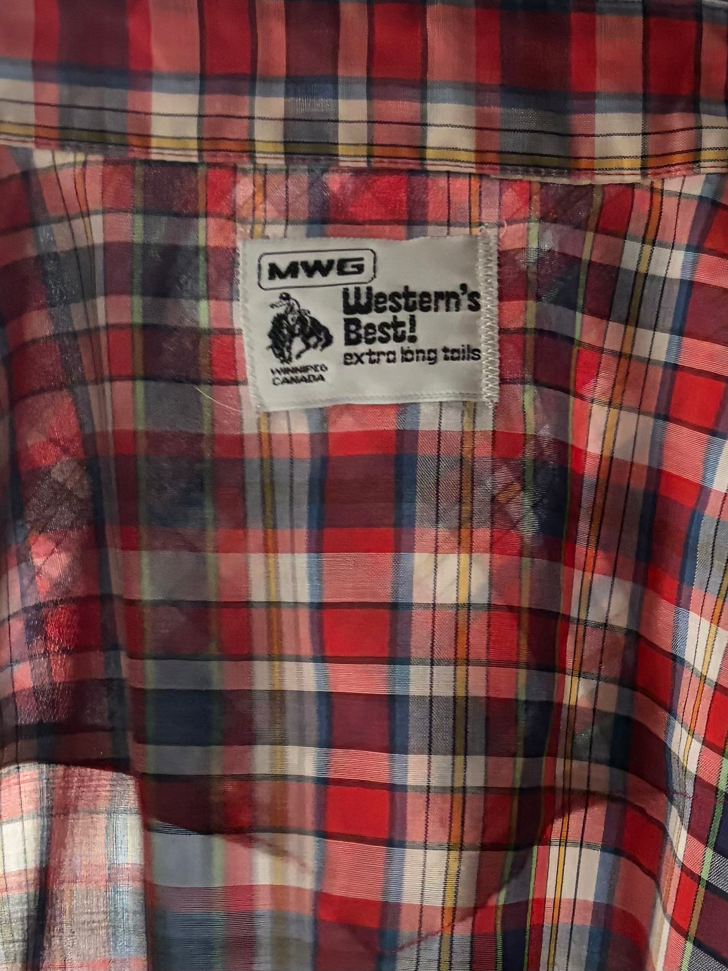 Vintage 'MWG' Plaid Pearl Snap Western Shirt / XL