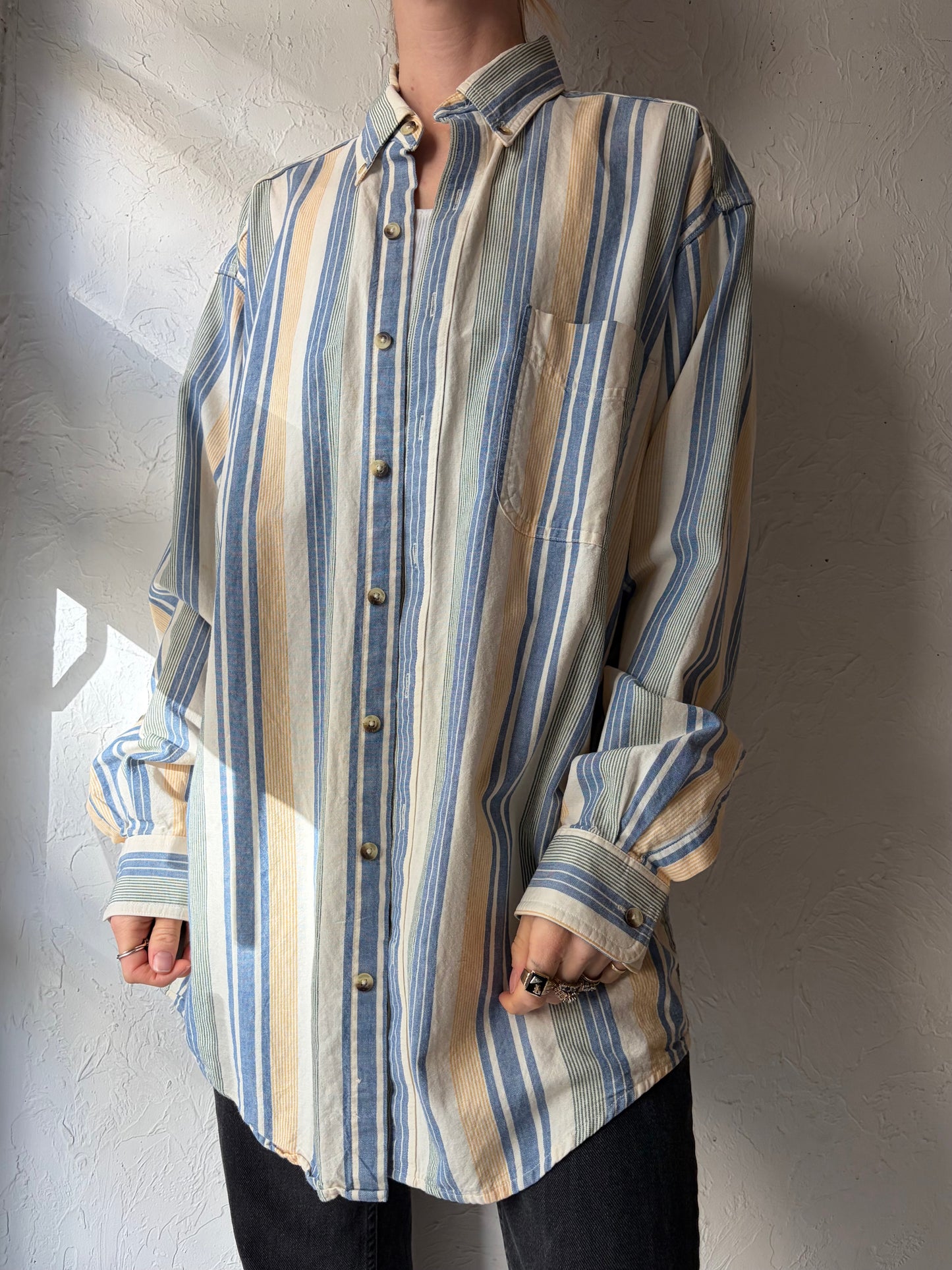 90s 'LL Bean' Striped Shirt / Medium