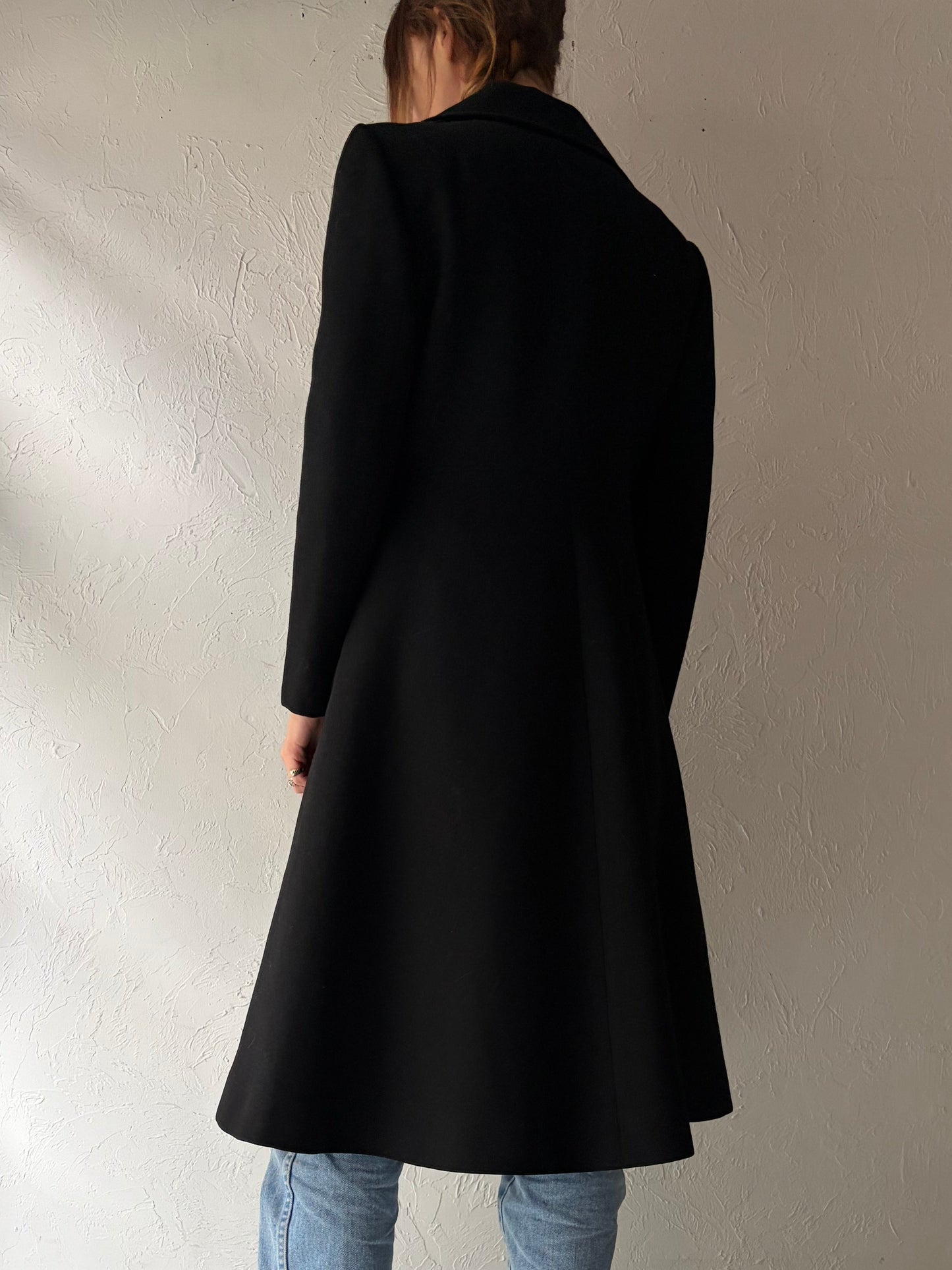 70s 'Joshar' Black Wool Coat / Small