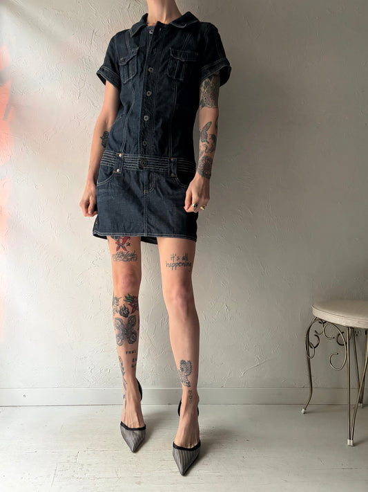 Y2k 'Guess' Dark Denim Mini Dress / Large