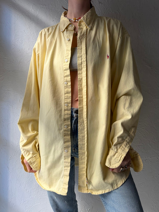 90s 'Ralph Lauren' Yellow Button up Dress Shirt / XL