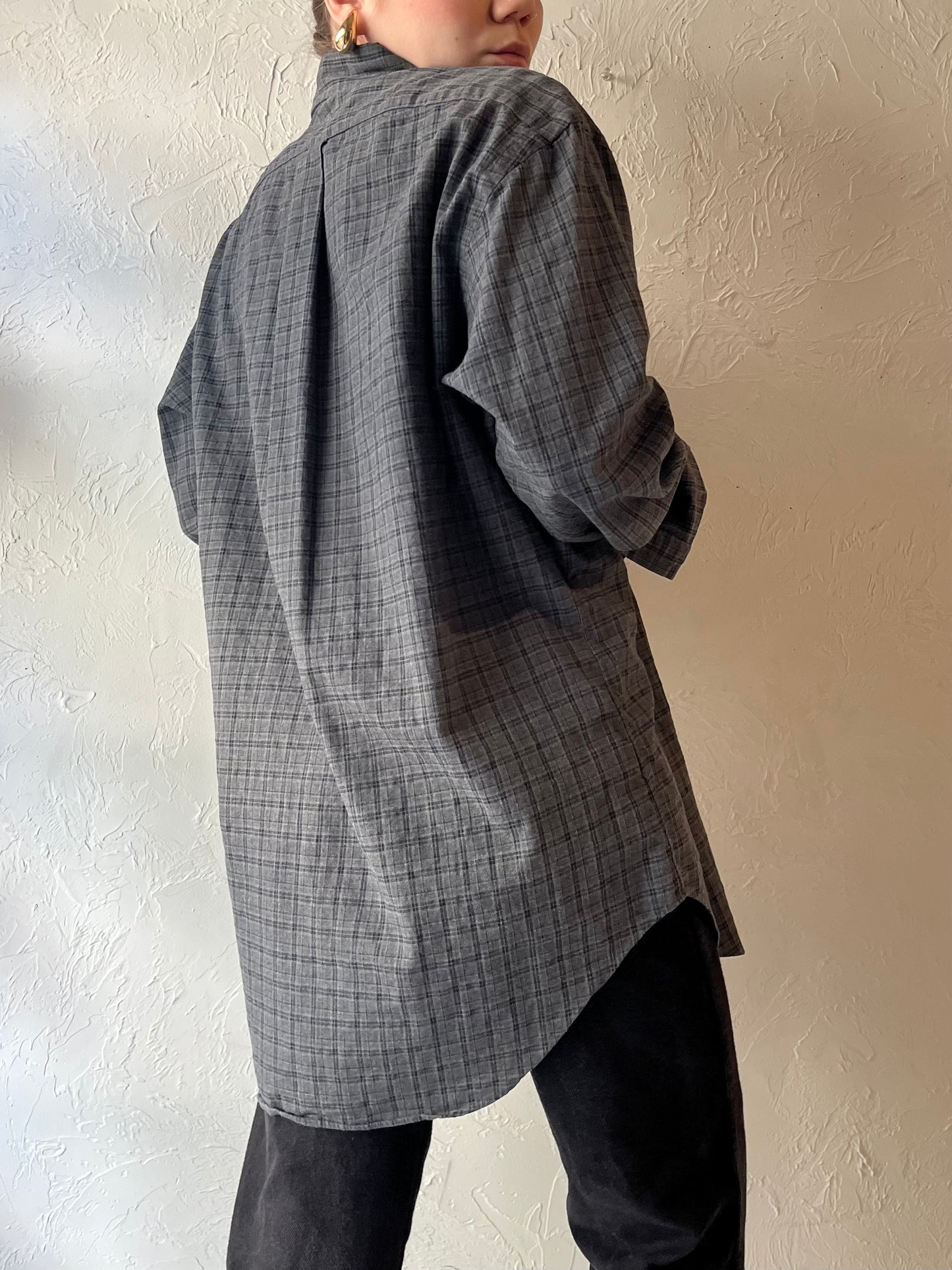 Y2K ‘Ralph Lauren’ Gray Plaid Shirt / Medium