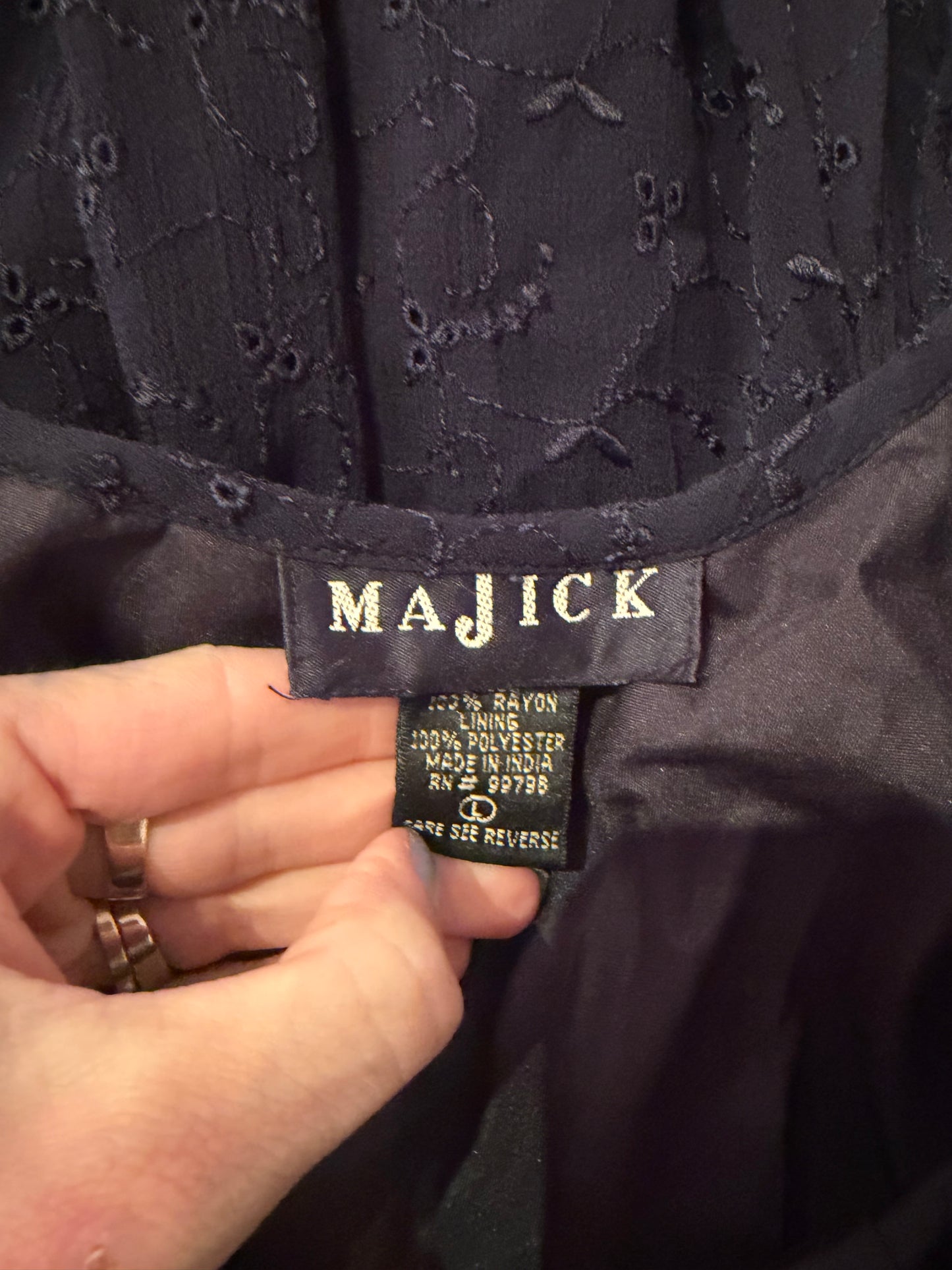 90s 'Majik' Black Fairycore Sequin Dress / Medium