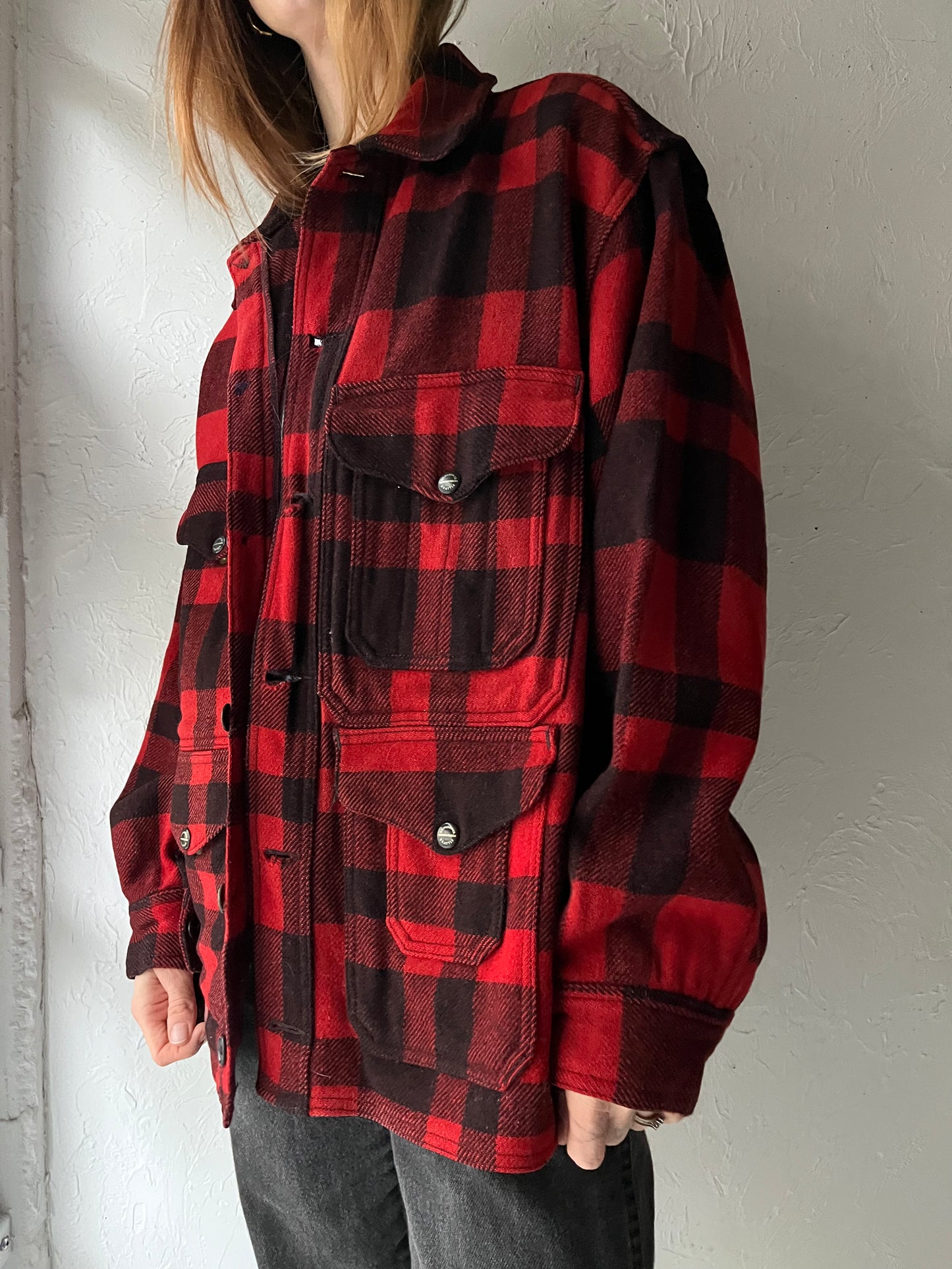Vintage 'Filson' Red Plaid Wool Chore Jacket / Large