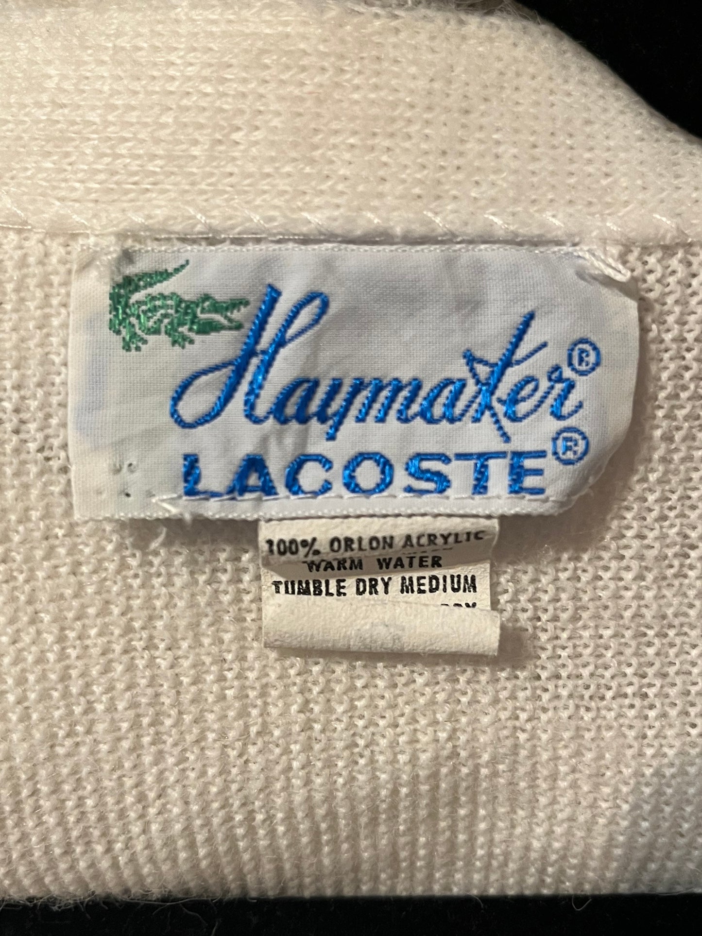 70s ‘Haymaker Lacoste’ White Acrylic Knit Cardigan / Medium