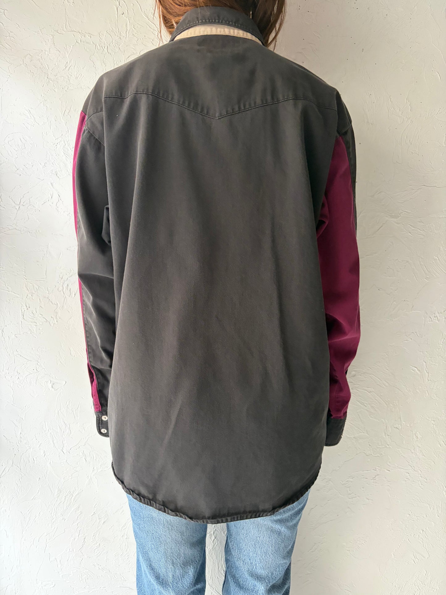 Y2k 'Wrangler' Western Snap Up Shirt / Medium