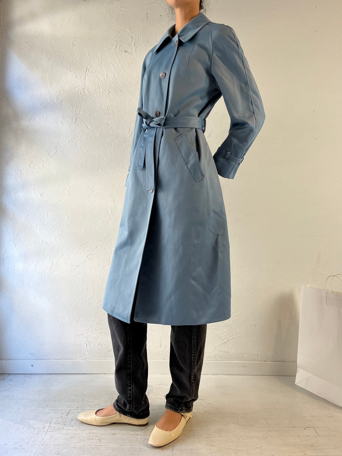 80s ‘London Fog’ Blue Trench Coat / Medium