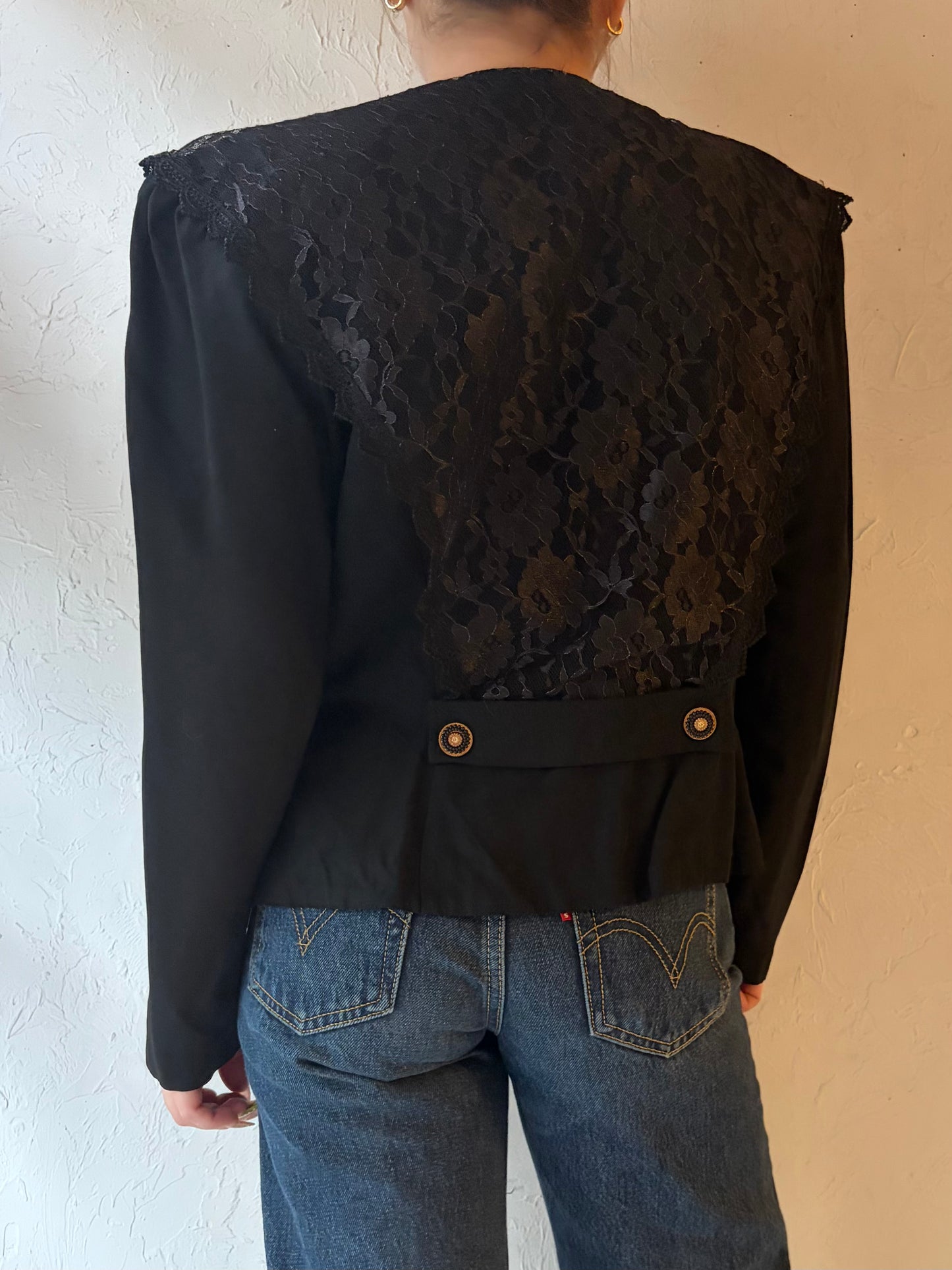 80s 'Magic Moments' Black Blouse / Medium