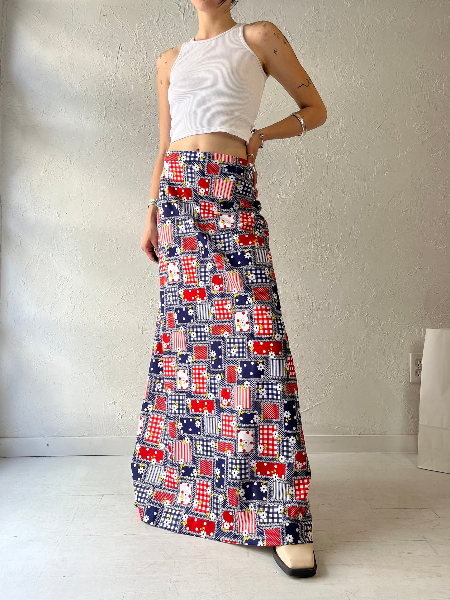 70s Handmade Maxi Skirt / Small