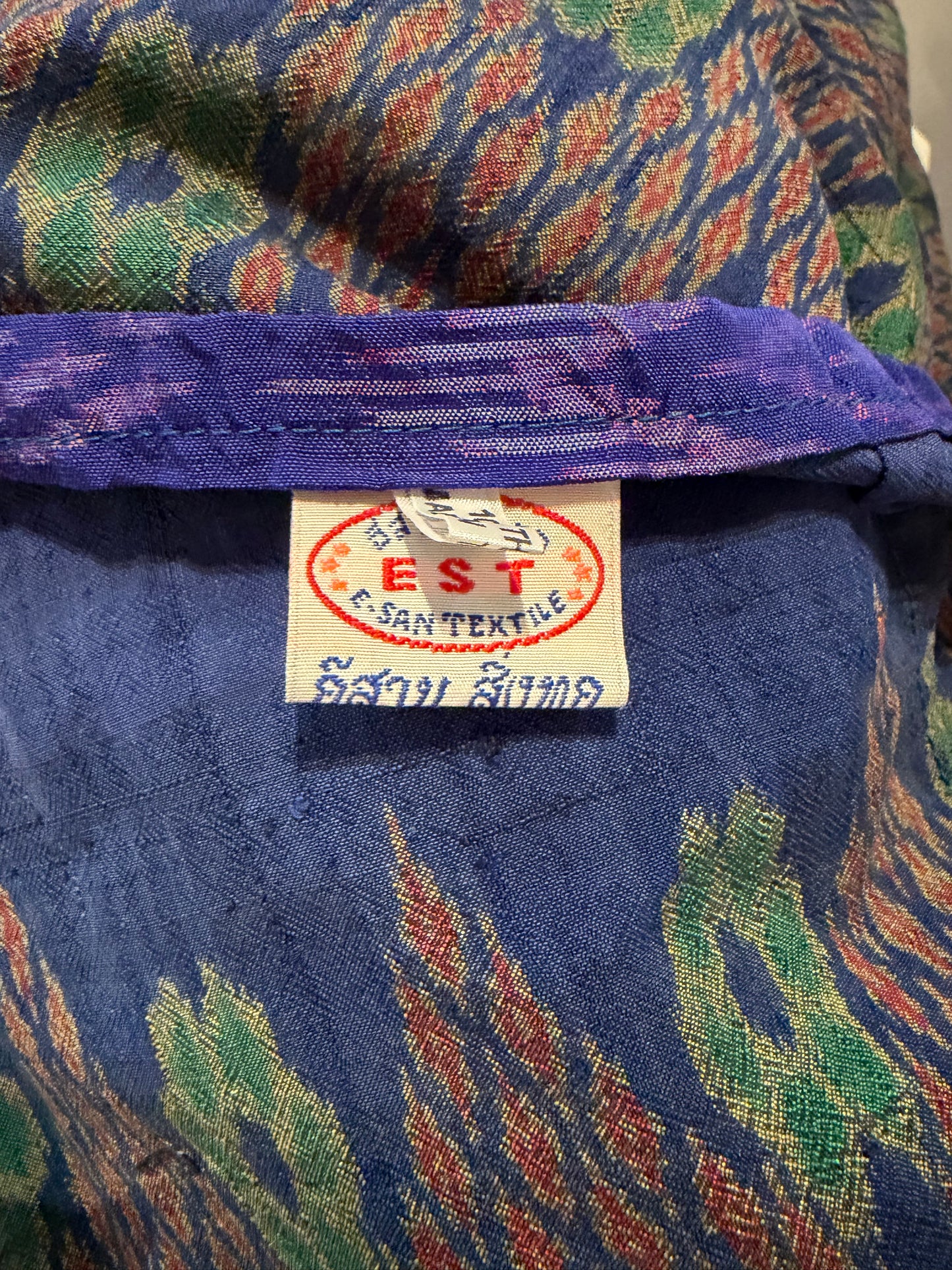 Vintage Silk Blue Patterned Wrap Skirt / Small - Large