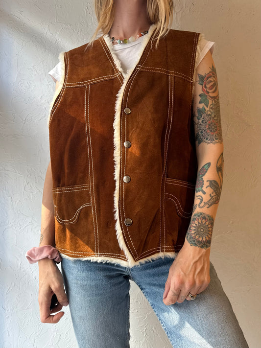 Vintage Suede Leather Vest / Large