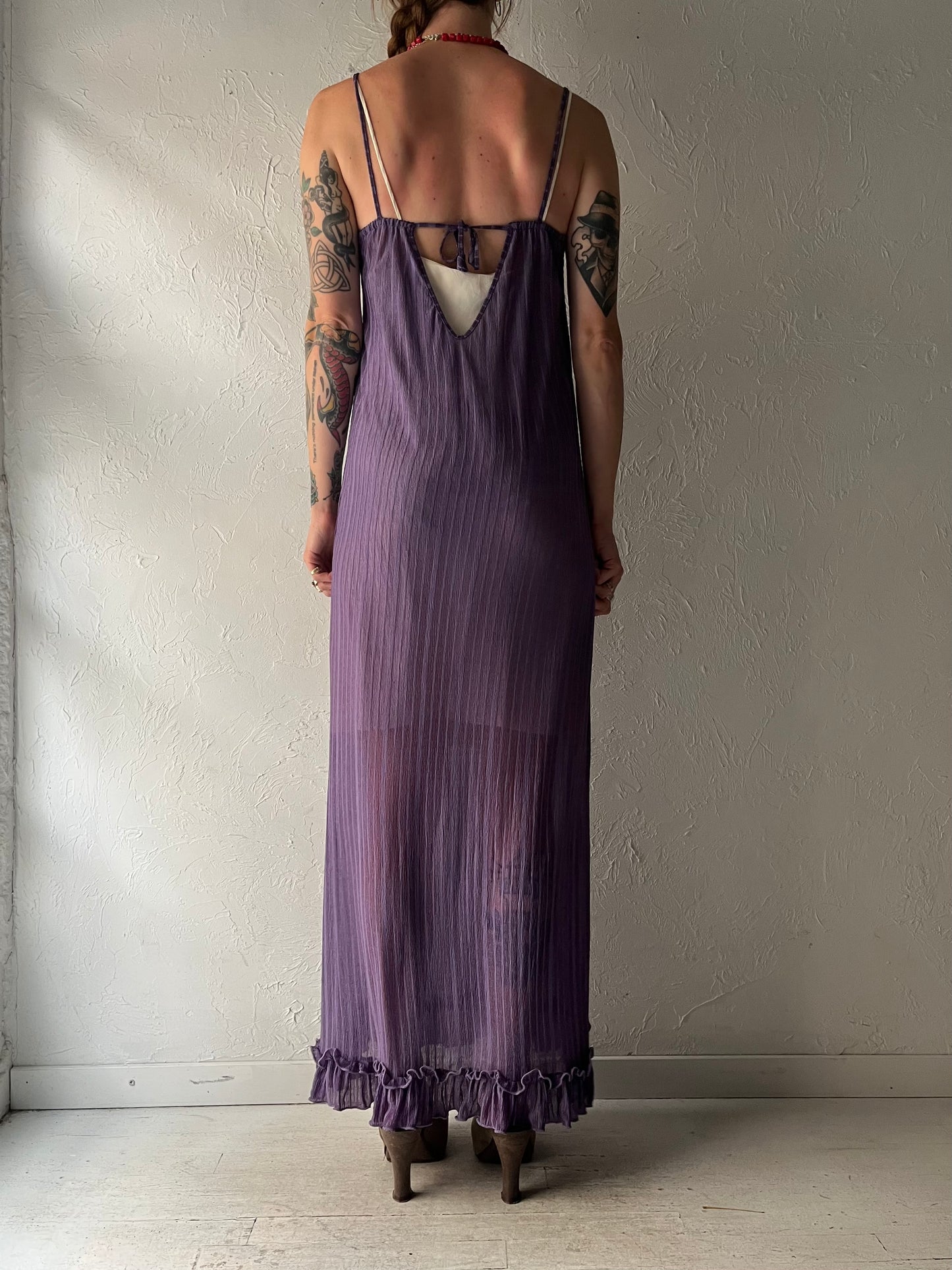Vintage Sheer Purple Slip Dress / Small