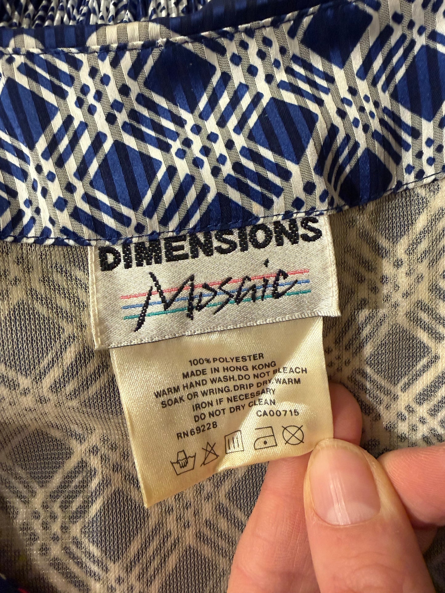 80s 'Dimensions Mosaic' Drop Waist Dress / Medium