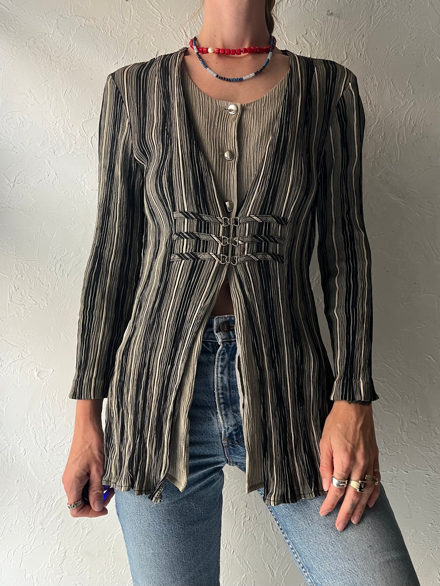 90s 'Amoretti' Striped Long Sleeve Top / Medium