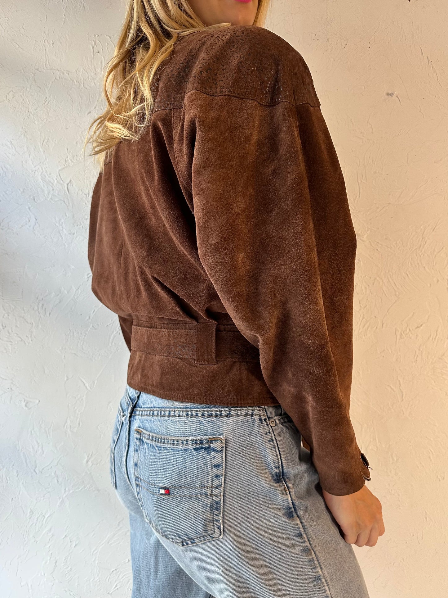 90s 'Byrnes & Baker' Brown Suede Leather Jacket / XS