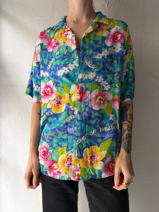 90s ‘Jams World’ Floral Print Shirt / Medium