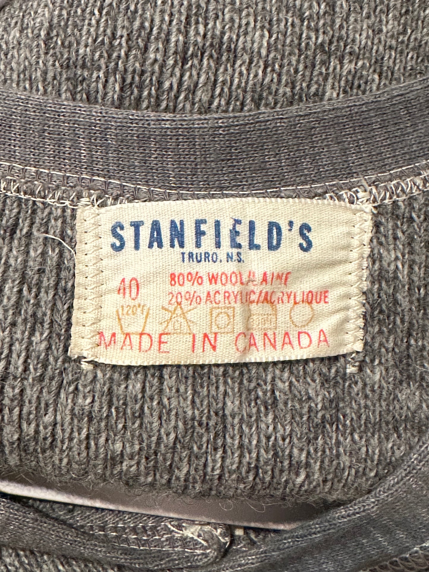 Vintage 'Stanfields' Gray Knit long Underwear Onesie / Small