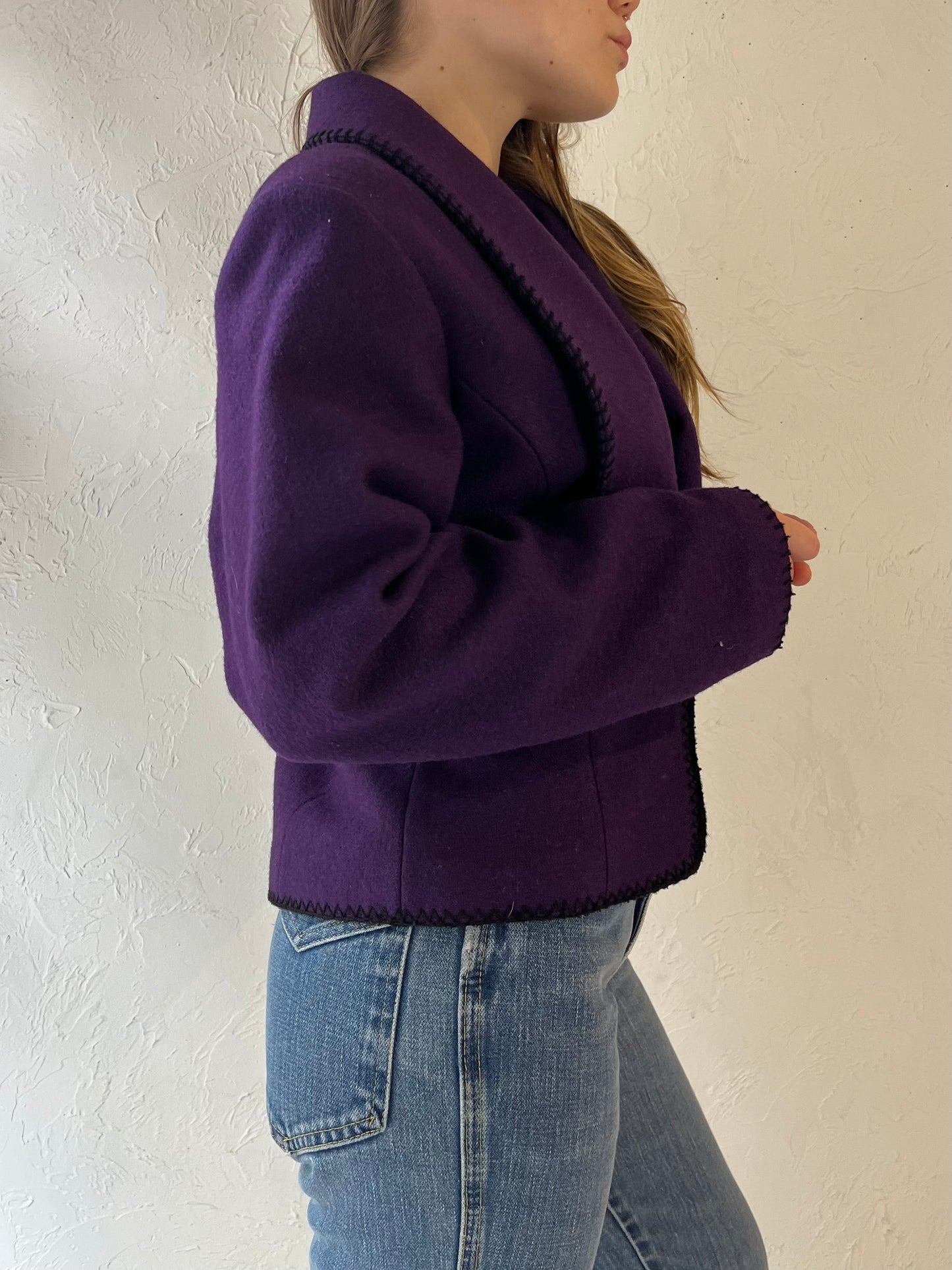 90s 'Midwest Garment' Purple Felt Western Jacket / Small