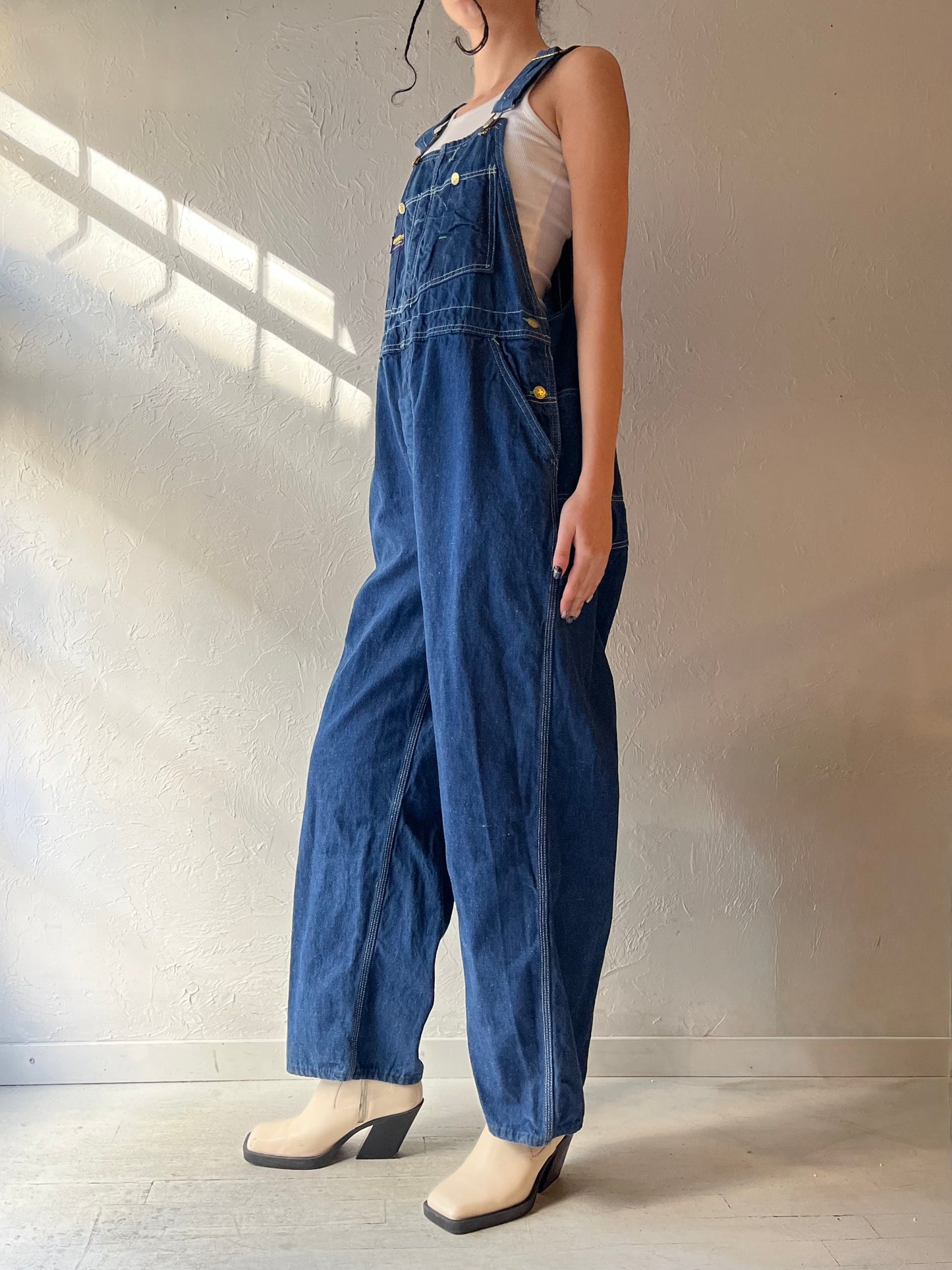 80s 'Oshkosh' Dark Denim Overalls / Union Made / Medium - Large