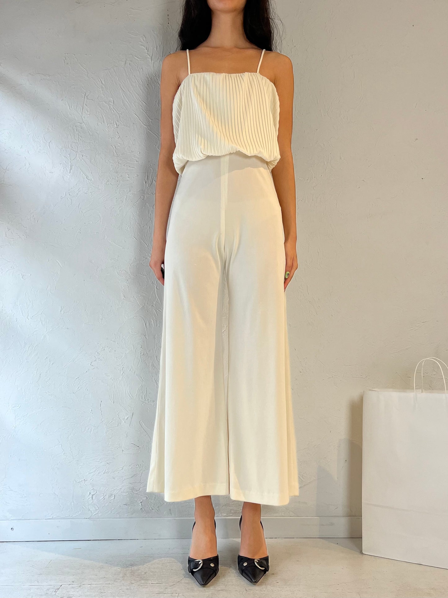 Vintage Handmade White Jumpsuit / Small