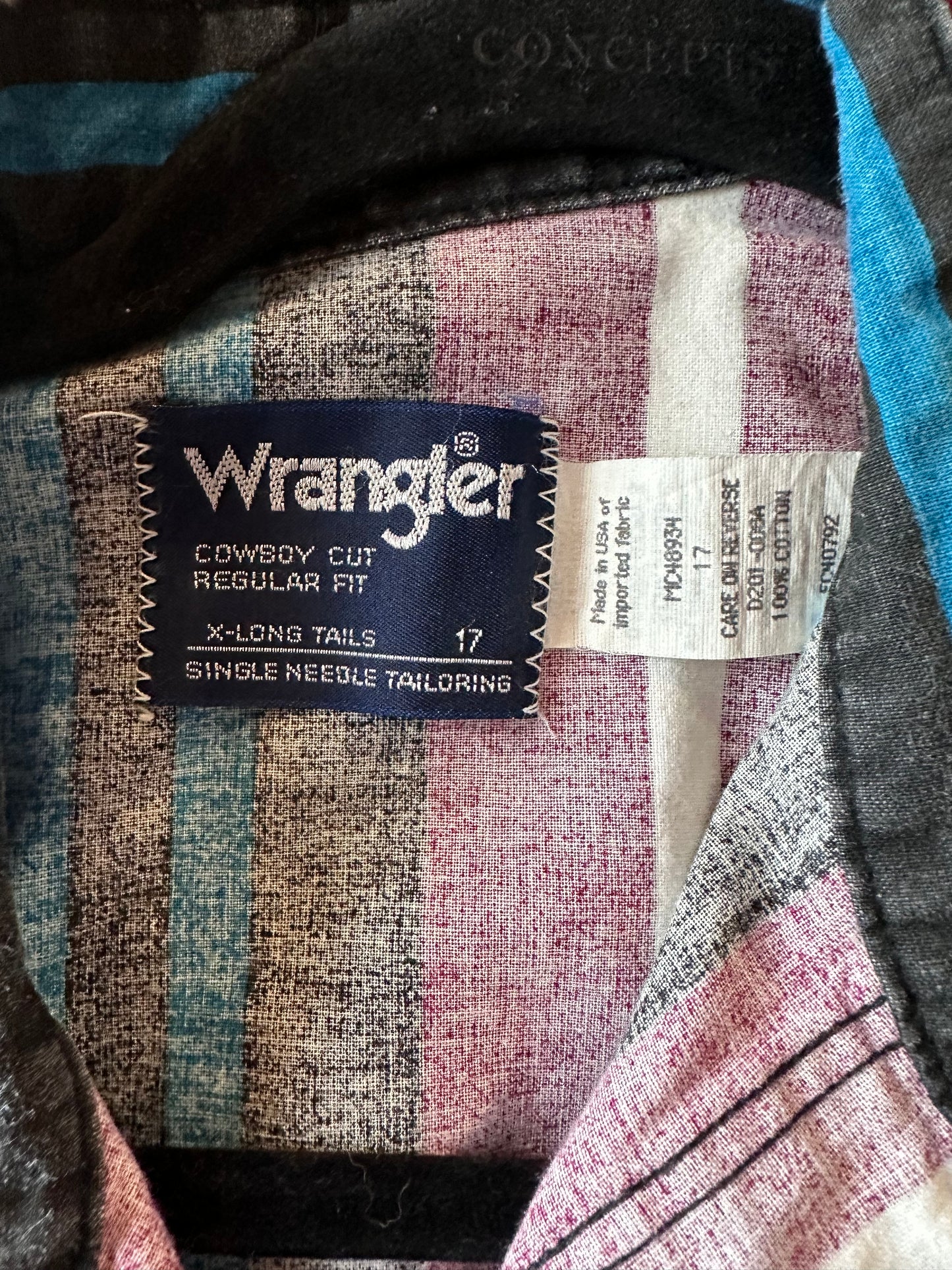 90s 'Wrangler' Striped Short Sleeve Snap Up Western Shirt / Large
