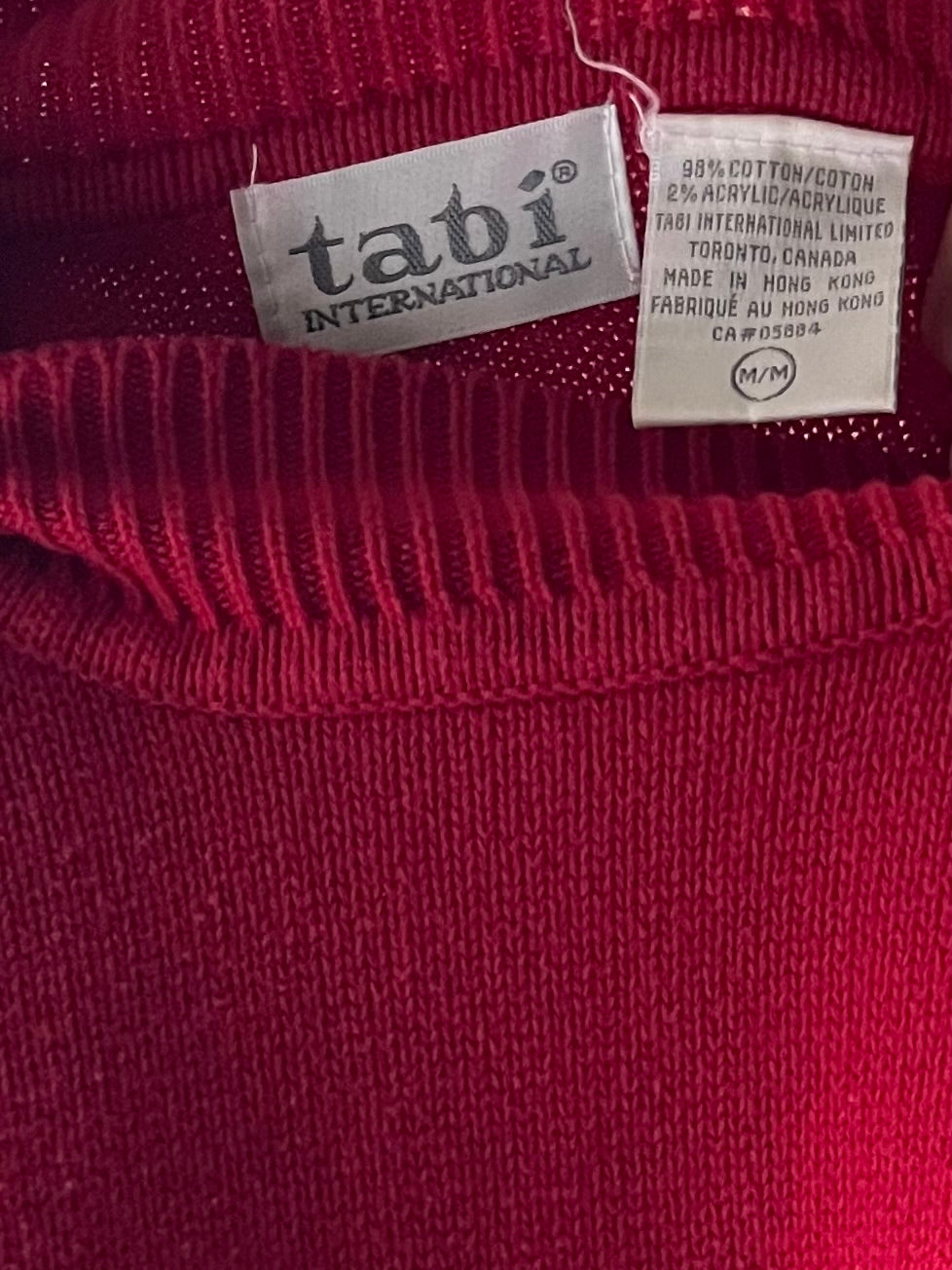90s 'Tabi' Red Dog Cotton Mockneck Sweater / Medium