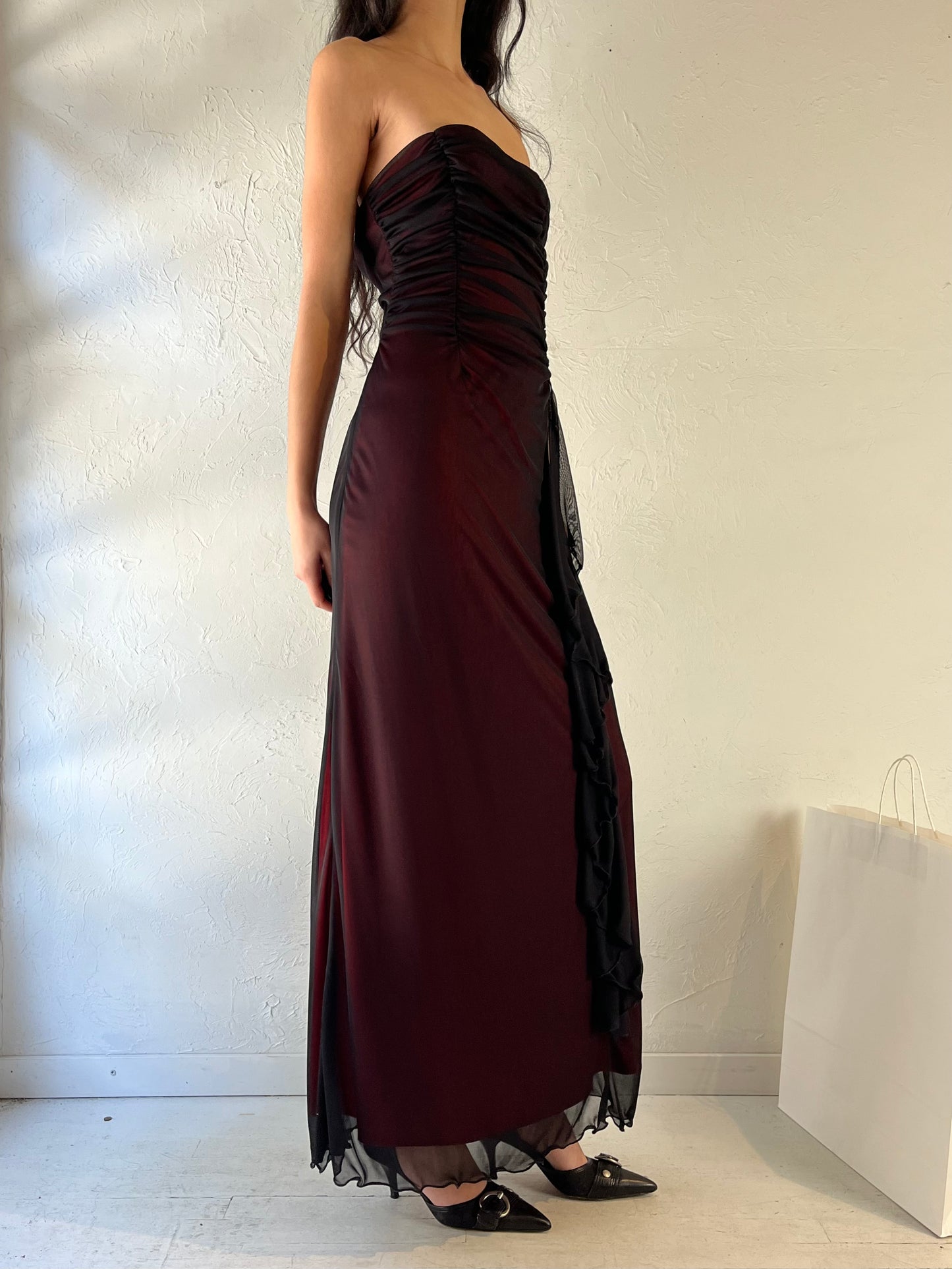 90s ‘Majora’ Strapless Formal Dress / Medium