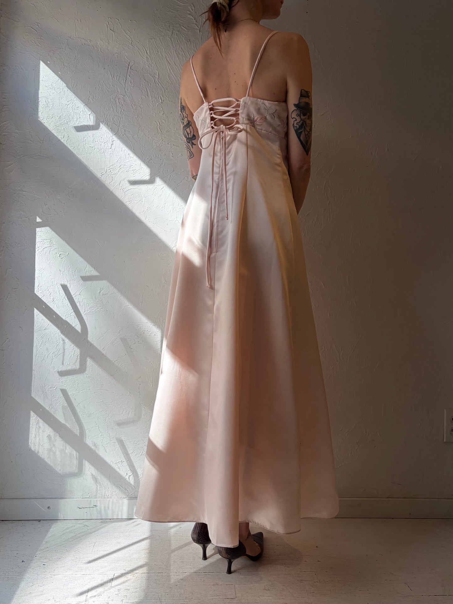 90s 'Bari Jay' Pale Pink Formal Dress / Medium