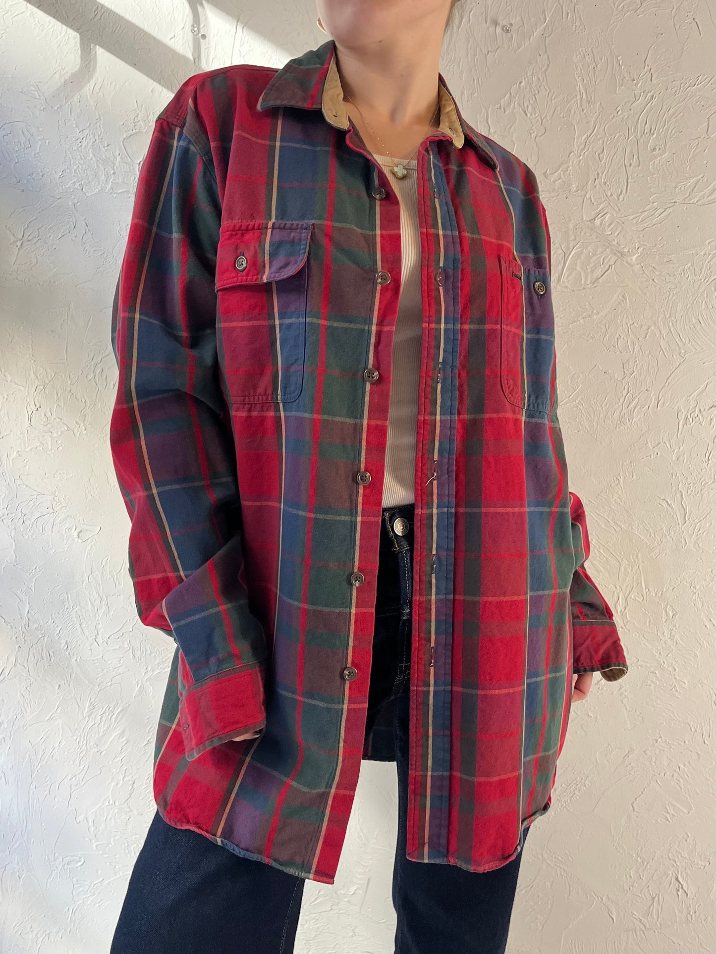 Y2K ‘Ralph Lauren’ Red Plaid Button Up Cotton Shirt / Medium