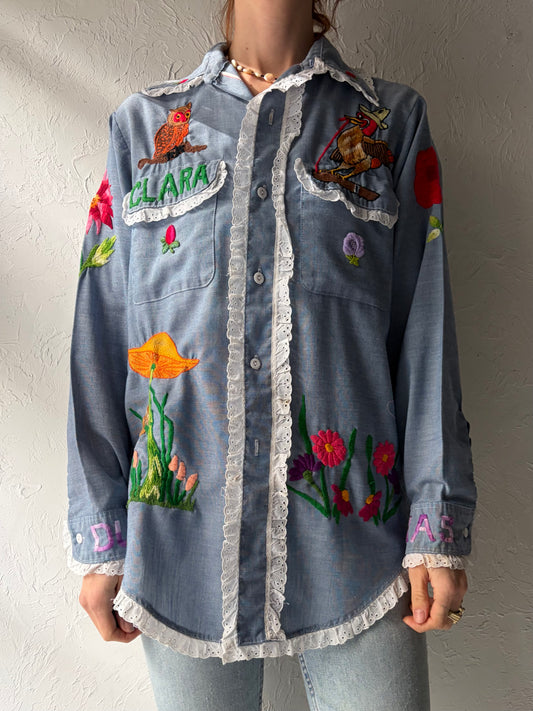 70s 'Big Mac' Embroidered Western Cowboy Shirt / Large