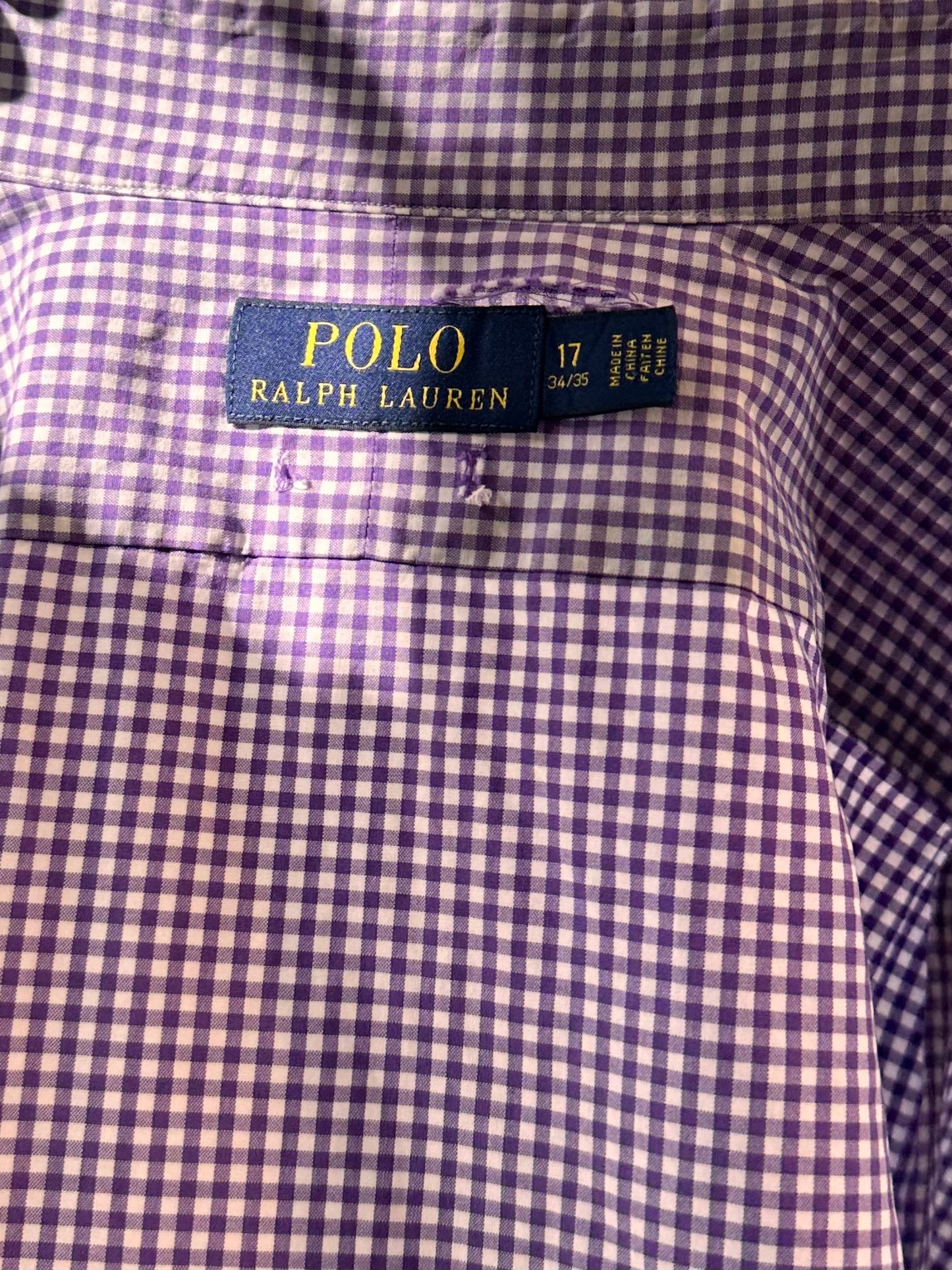 Y2k 'Ralph Lauren' Purple Gingham Button Up Shirt / Large