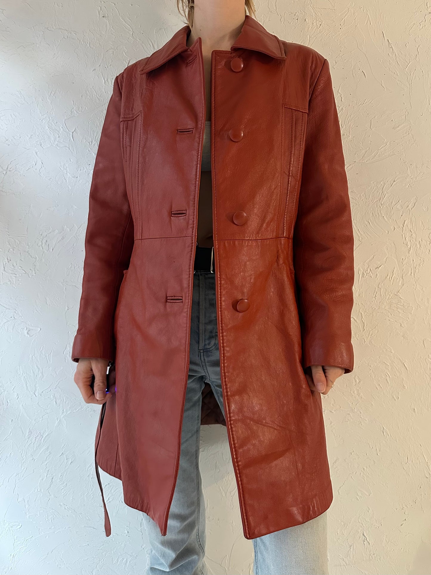 70s 'Sunshine' Burgundy Leather Jacket / Medium