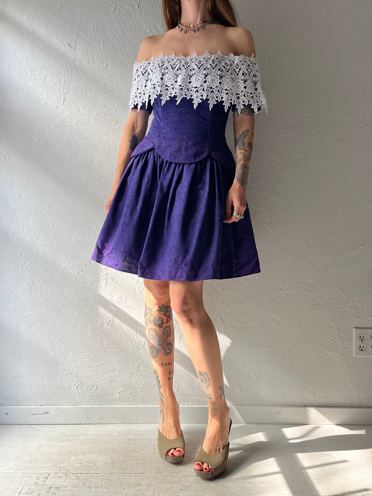 80s 'Jessica McClintock' Purple Strapless Formal Mini dress / Small