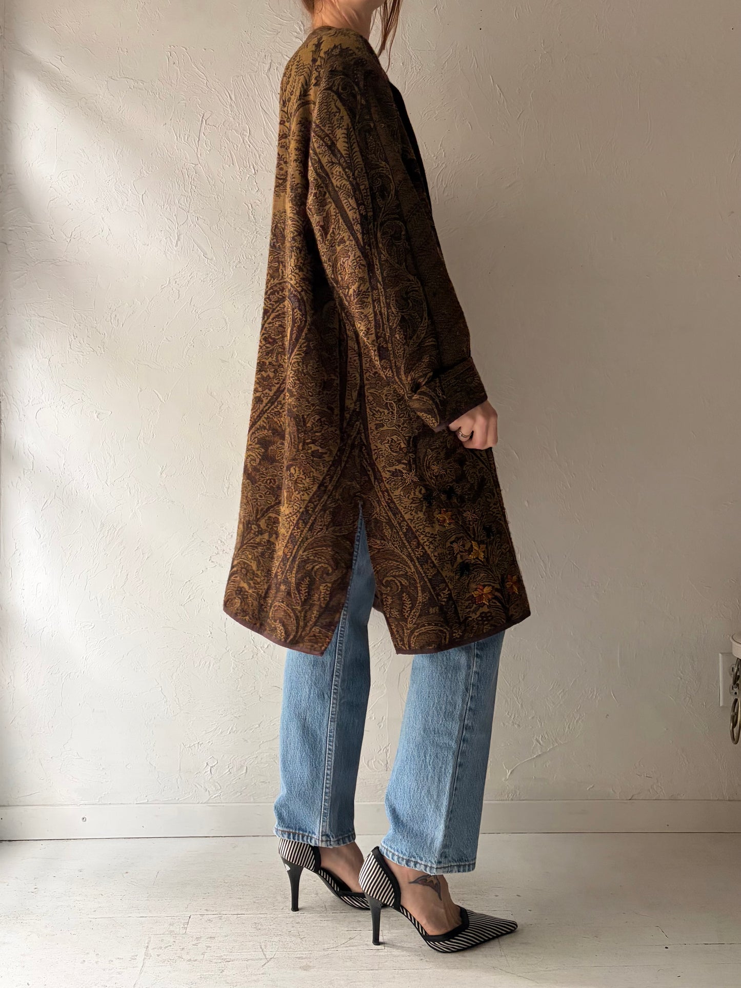 90s Lightweight Brown Tapestry Jacket / Medium