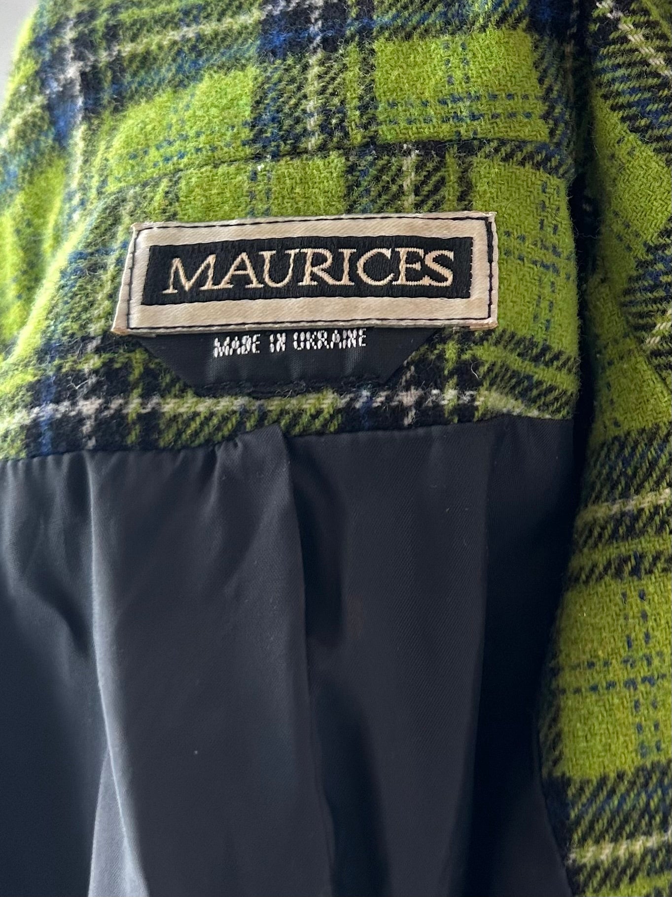 90s 'Maurices' Green Plaid Jacket / Medium