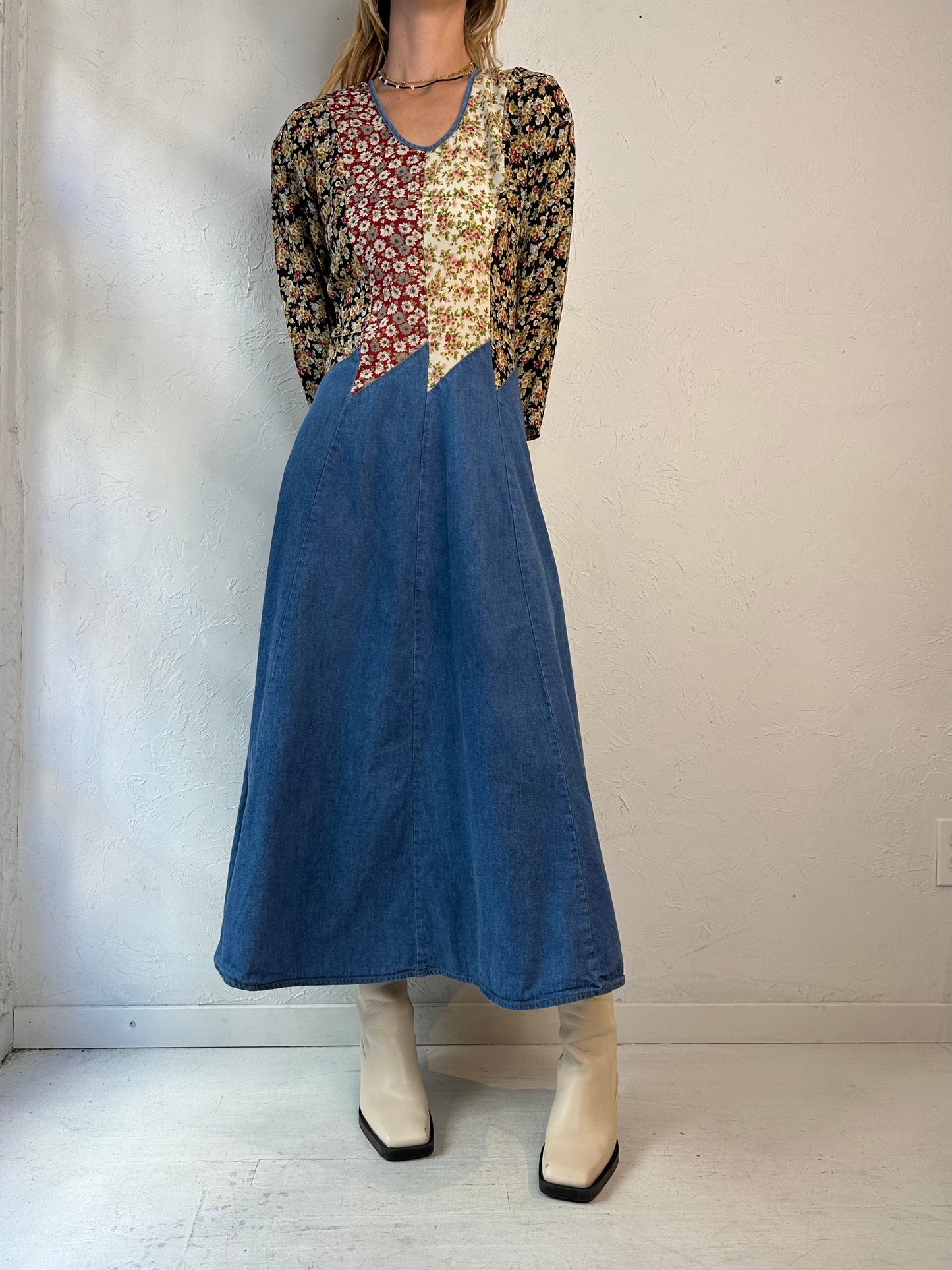 90s 'Tickets' Denim Dress / Small - Medium