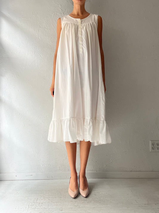 Vintage 'Victorias Secret' Gold Label White Cotton Dress / Medium
